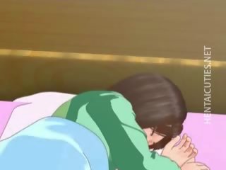 Attractive 3d anime babe ha en våt drøm
